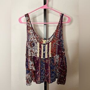 Forever 21 Patterned Cropped Tank Size Medium